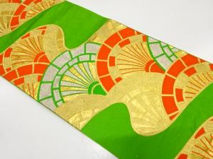 アンティーク　霞取りに源氏車模様織り出し袋帯（材料）